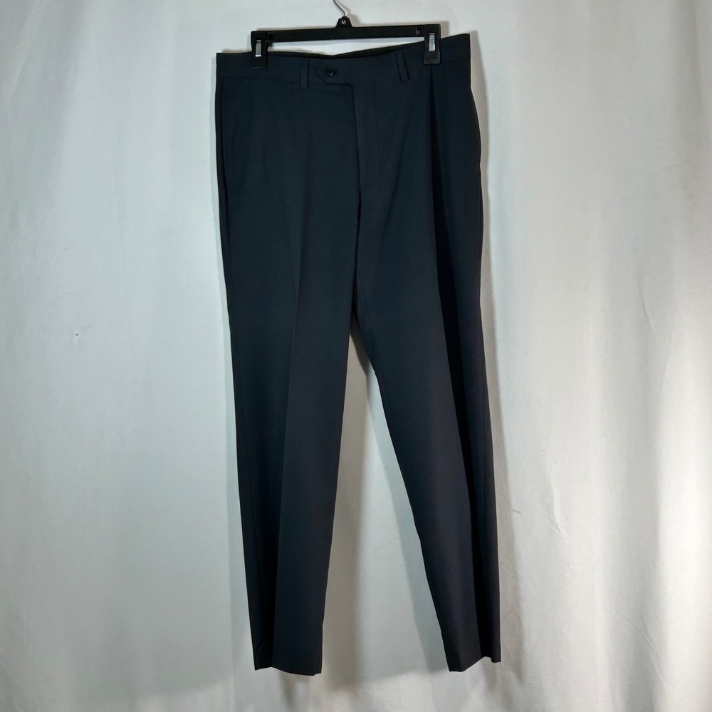 PRONTO UOMO‎ Mens Dress Pants Black Flat Front Classic Fit Size 32 x 30